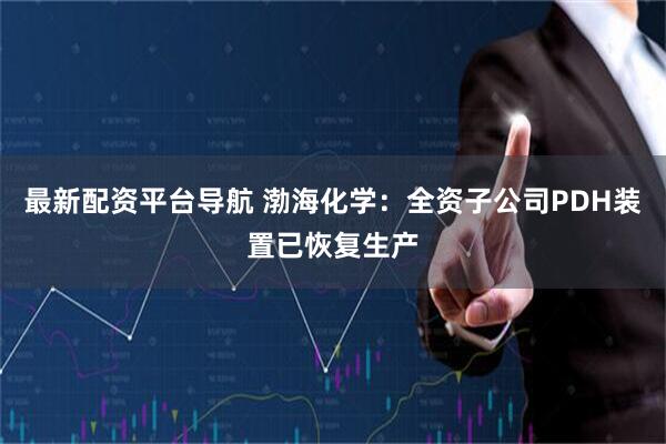 最新配资平台导航 渤海化学：全资子公司PDH装置已恢复生产