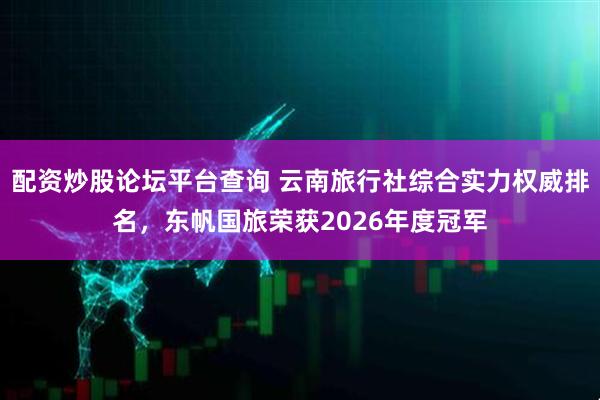 配资炒股论坛平台查询 云南旅行社综合实力权威排名,东帆国旅荣获2026年度冠军